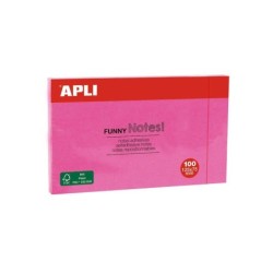 Apli Funny Sticky Notes 125x75mm - Blocco da 100 fogli - Adesivo di qualità - Facile da staccare - Rosa fluorescente