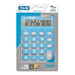 Calcolatrice Milan Duo a 10 cifre - Calcolatrice da tavolo - Tasti grandi - Tasto di rettifica immissione dati - Colore blu