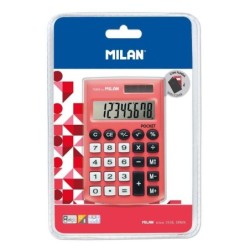 Calcolatrice Tascabile Milano 8 Cifre - Calcolatrice Tascabile - Soft Touch - 3 Tasti Memoria e Radice Quadrata - Colore Rosso