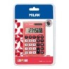 Calcolatrice Tascabile Milano 8 Cifre - Calcolatrice Tascabile - Soft Touch - 3 Tasti Memoria e Radice Quadrata - Colore Rosso