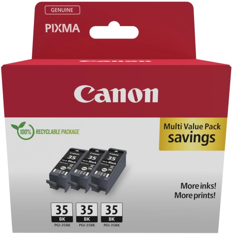 Confezione multipla Canon PGI-35BK da 3 cartucce d'inchiostro nere originali - 1509B028