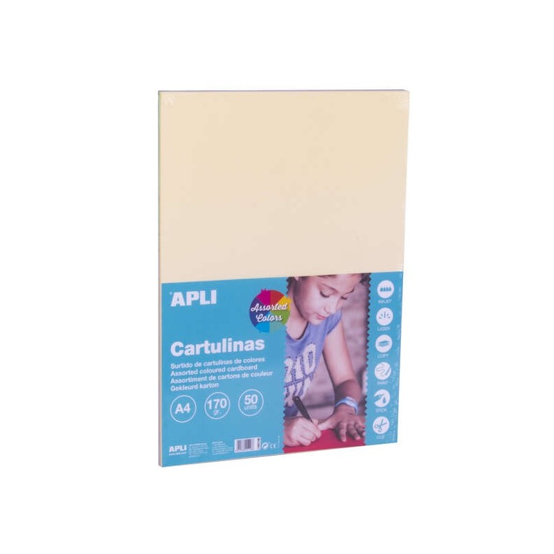 Apli Cartulinas Surtido Pastel A4 170g 50 Hojas Apli Cartulinas Surtido Pastel A4 170g 50 Hojas