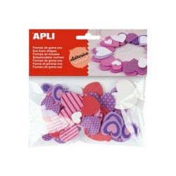 Apli Forme Adesive in Gomma Eva Cuori Stampati 40 U - Facile da Incollare - Design a Cuore - 40 Unità per Confezione 5pz 5pz