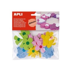 Apli Formas Goma Eva Adhesivas Flores Estampadas 40 U - Faciles de Pegar - Diseños Variados - Ideal para Manualidades
