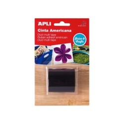 Apli Cinta Americana Multiuso - 50mm x 25m - Resistente al Agua y a la Intemperie - Adhesivo Fuerte y Duradero - Color Negro