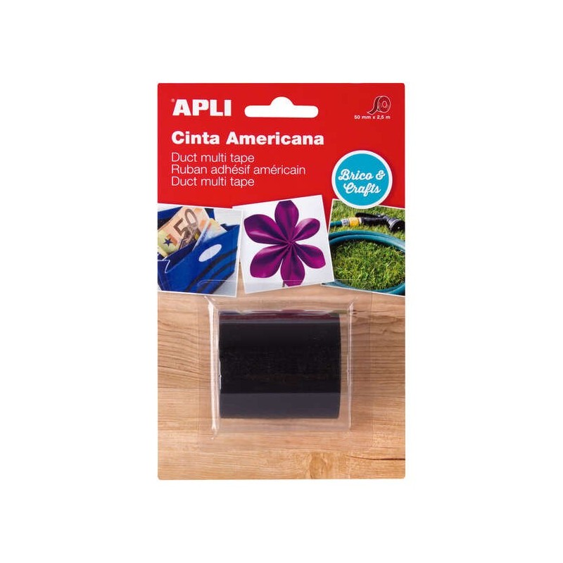 Apli Cinta Americana Multiuso - 50mm x 25m - Resistente al Agua y a la Intemperie - Adhesivo Fuerte y Duradero - Color Negro Apli Cinta Americana Multiuso - 50mm x 25m - Resistente al Agua y a la Intemperie - Adhesivo Fuerte y Duradero - Color Negro
