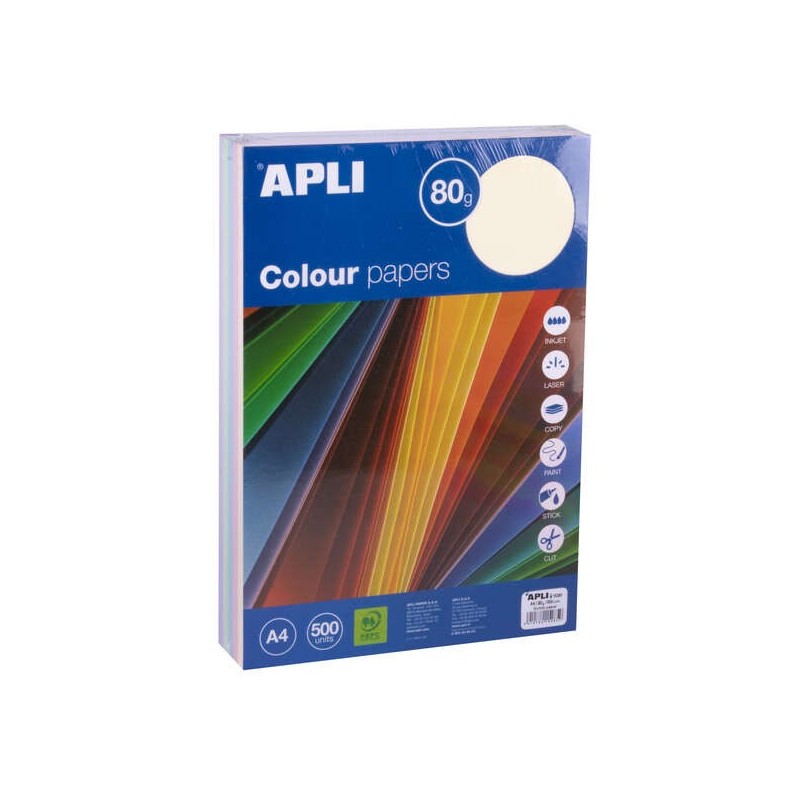 Apli Papel Color Surtido Pastel A4 500 Hojas