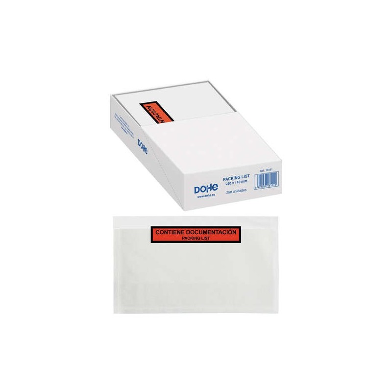 Dohe Caja de 250 Sobres Autoadhesivos Packing List - Medidas 240 x140mm Dohe Caja de 250 Sobres Autoadhesivos Packing List - Medidas 240 x140mm