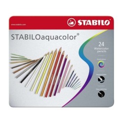 Stabilo Aquacolor Pack de 24 Lapices de Colores - Mina de 2.8mm - Acuarelable - Colores Surtidos