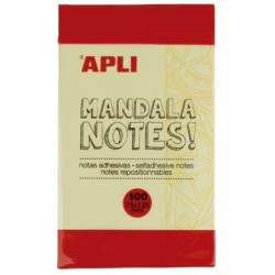 Apli Mandala Sticky Notes 125x75mm - 100 fogli - Design Mandala - Adesivo di qualità - Giallo
