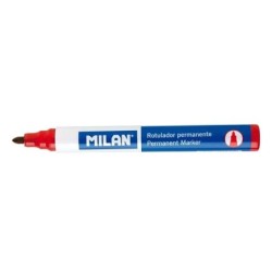 Pennarelli Indelebili Milano con Punta Tonda - Punta 4 mm - Inchiostro a Base di Alcool - Colore Rosso 12pz 12pz