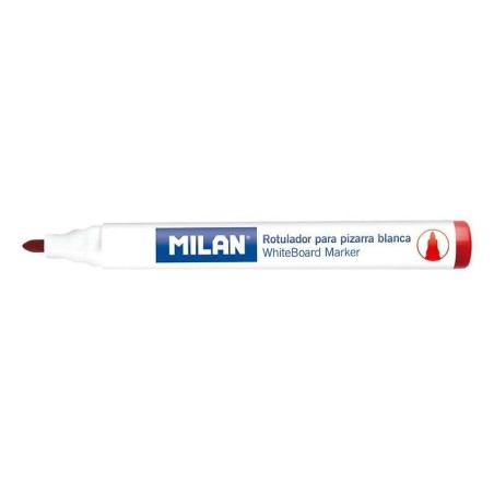 Pennarelli per Lavagna Milan con Punta Tonda - Punta da 4,7 mm - Inchiostro a Base di Alcool - Cancellabili a Secco - Colore Ros