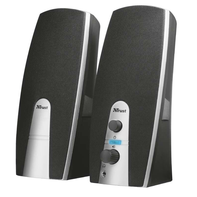 Altoparlanti Trust MiLa USB 2.0 da 10 W - Ingresso e uscita jack da 3,5 mm - Cavo da 1,20 m - Colore nero/argento Altoparlanti Trust MiLa USB 2.0 da 10 W - Ingresso e uscita jack da 3,5 mm - Cavo da 1,20 m - Colore nero/argento