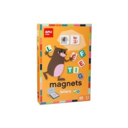Apli Gioco di Lettere Magnetiche - 1 Scenario Magnetizzato 28 x 18 cm - 48 Gettoni Lettera, 12 Gettoni Animali