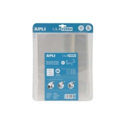 Apli Pack de 5 Forros de Libro con Solapa Ajustable 300 mm - PP - Forra en 3 Pasos