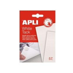 Apli Tack Masilla Blanca 57g - Adhesivo Reutilizable - No Deja Residuos - Facil de Moldear - Blanco
