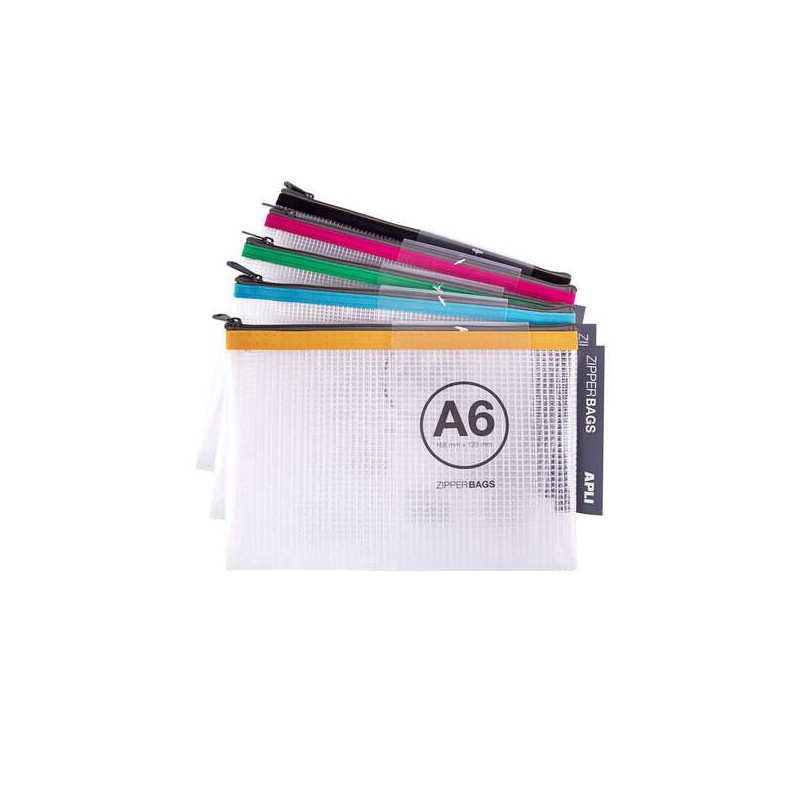 Buste Apli trasparenti in schiuma Eva - Formato A6 (168x125 mm) - Chiusura con cerniera - Colori assortiti 20pz 20pz Buste Apli trasparenti in schiuma Eva - Formato A6 (168x125 mm) - Chiusura con cerniera - Colori assortiti 20pz 20pz