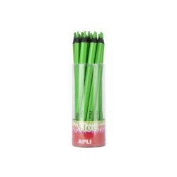 Matite Apli Jumbo Fluor Green - Triangolari da 5 mm - Migliore tenuta e copertura - Confezione da 18 unità - Formato display