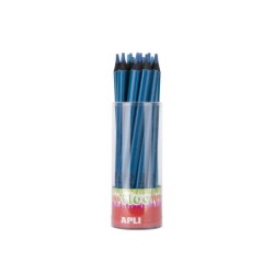 Apli Lapices Jumbo Fluor Azul - Triangulares de 5mm - Mejor Sujecion y Cobertura - Pack de 18 Unidades - Formato para Expositor