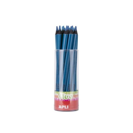Matite Apli Jumbo Fluor Blue - Triangolari da 5 mm - Migliore tenuta e copertura - Confezione da 18 unità - Formato display