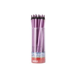 Apli Lapices Jumbo Metallic Lila Metalizado - 5mm de Grosor Triangular - Pack de 18 Unidades - Ideal para Mejor Sujecion