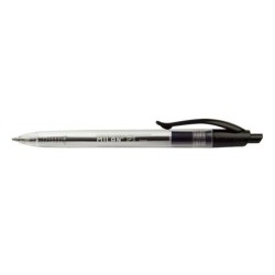 Penna a sfera retrattile Milan P1 - Punta tonda da 1 mm - Corpo trasparente - Colore nero 25pz 25pz