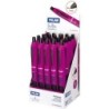 Milan Espositore Compatto da 20 Penne a Sfera Retrattile - Punta Tonda da 1 mm - Corpo Viola/Nero - Colore Rosso