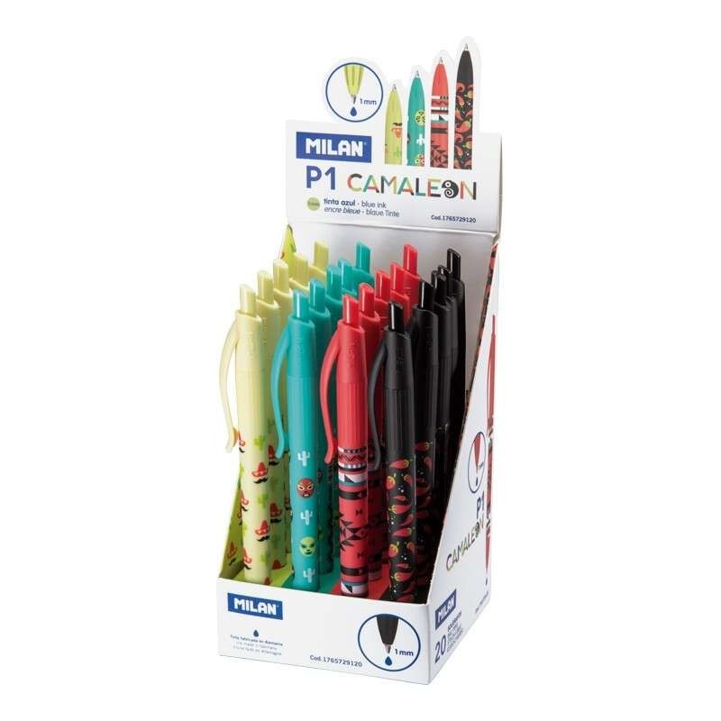 Milan P1 Camaleon Boligrafo de Bola Retractil - Punta Redonda 1mm - Cuerpo de Colores Surtidos - Color de Tinta Azul Milan P1 Camaleon Boligrafo de Bola Retractil - Punta Redonda 1mm - Cuerpo de Colores Surtidos - Color de Tinta Azul