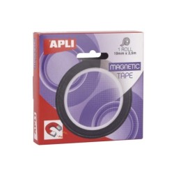 Apli Cinta Adhesiva Magnetica 19mm x 25m - Facil de Cortar - Adhesion Fuerte - Versatil y Reutilizable - Negra