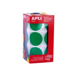 Apli Gomets XL Redondos Verdes - Ø 33mm - Adhesivo Permanente - 708 Gomets por Rollo