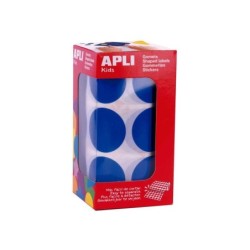 Apli Gomets XL Redondos Azules - Ø 33mm - Adhesivo Permanente - 708 Gomets por Rollo - Ideal para Desarrollar Habilidades