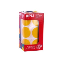 Apli Gomets XL Redondos Ø 33mm Amarillo Adhesivo Permanente - 59 Hojas Pretroqueladas - 708 Gomets por Rollo