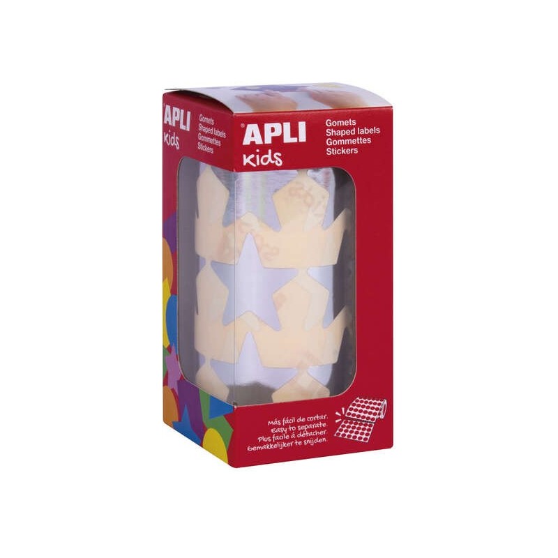 Apli Gomets Estrella Plata Metalizado - 33mm - Adhesivo Permanente - 708 Gomets por Rollo - Facil Separacion Apli Gomets Estrella Plata Metalizado - 33mm - Adhesivo Permanente - 708 Gomets por Rollo - Facil Separacion