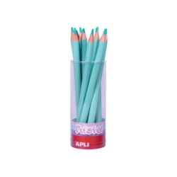 Apli Lapices Jumbo Pastel Turquesa - Mina de 5mm - Forma Triangular para Niños - 10mm de Diametro - Pack de 18 Unidades