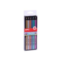 Apli Lapices Jumbo Metal - 5mm - Colores Oro, Plata, Bronce, Azul, Turquesa y Morado - Trazo 5mm - Madera Triangular