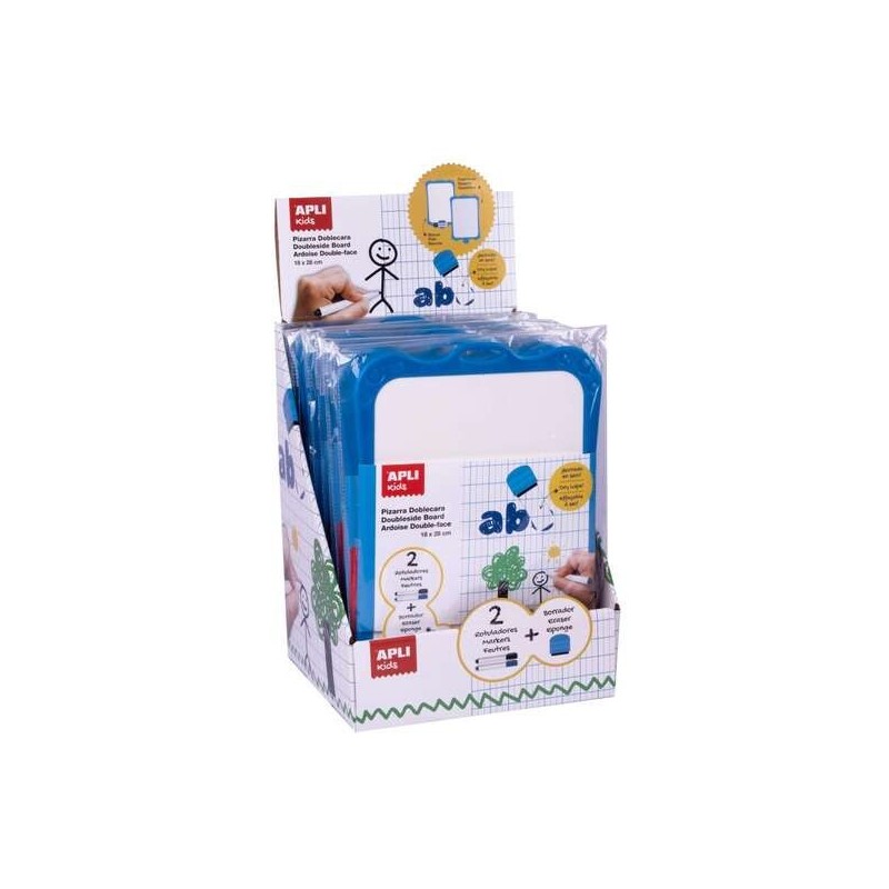 Espositore Apli da 10 Lavagne Rigide con Gomma e Pennarelli - Dimensioni 180 x 280 mm Espositore Apli da 10 Lavagne Rigide con Gomma e Pennarelli - Dimensioni 180 x 280 mm