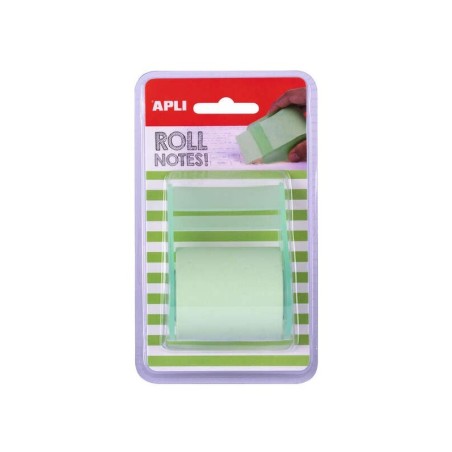 Apli Rollo Dispensador de Nota Adhesiva 50mm x 8m - Facil de Usar - Adhesivo de Calidad - Practico y Portatil - Verde Pastel