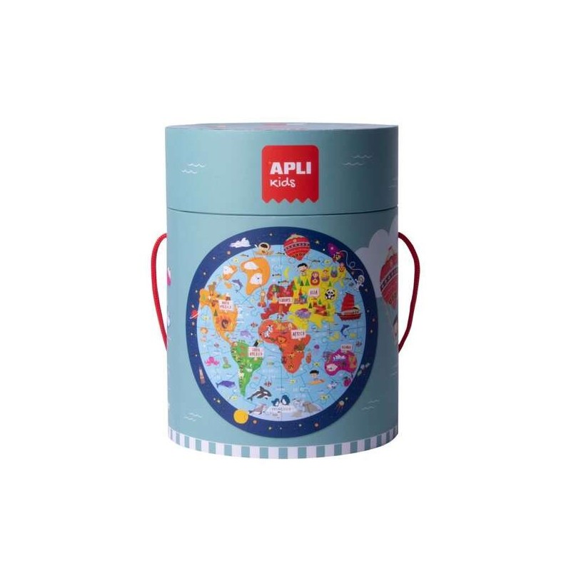 Apli Puzzle Circular del Mapamundi - Tamaño Ø50 cm - 48 Piezas - 2mm de Grosos Apli Puzzle Circular del Mapamundi - Tamaño Ø50 cm - 48 Piezas - 2mm de Grosos
