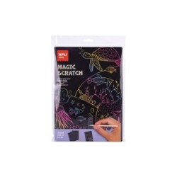 Apli Magic Scratch Laminas para Rascar - Tamaño A4 - 10 Hojas, 5 Herramientas - Distintos Colores de Fondo