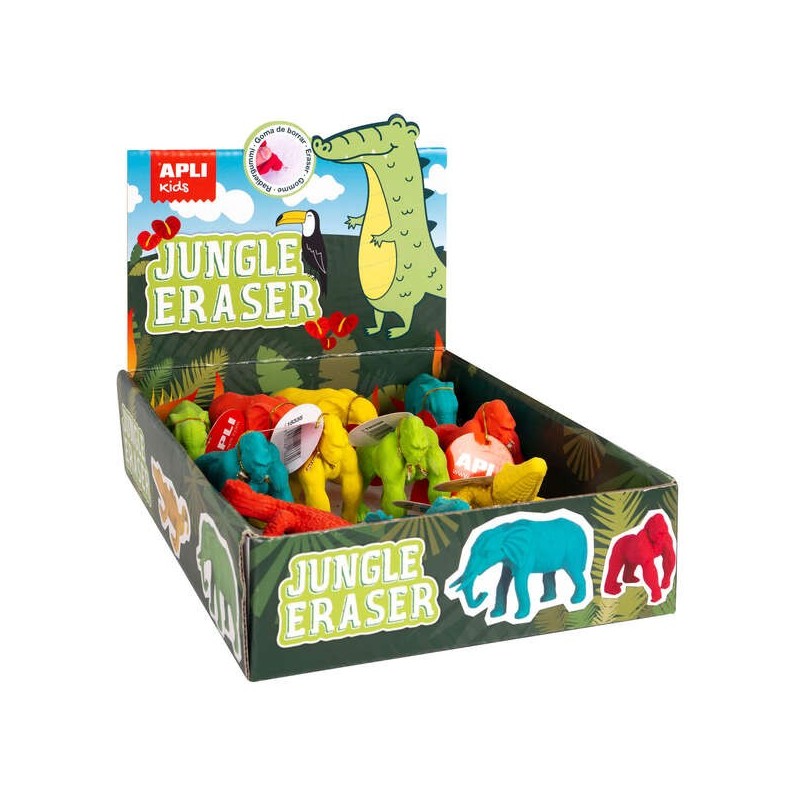 Gomme per animali della giungla Apli - Mostra 12 unità in 3 modelli assortiti - Cancella e gioca 12pz 12pz Gomme per animali della giungla Apli - Mostra 12 unità in 3 modelli assortiti - Cancella e gioca 12pz 12pz
