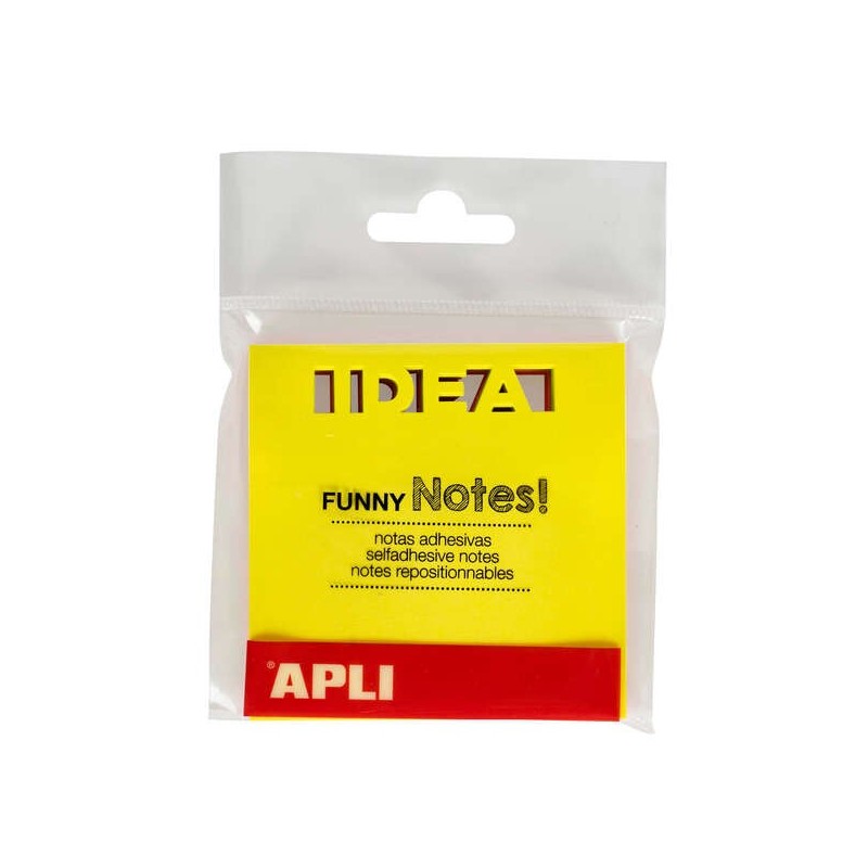 Blocco note appiccicose Apli fustellate Idea 75x75 mm, 75 fogli, 3 colori fluorescenti assortiti, ideali per organizzare, vivaci Blocco note appiccicose Apli fustellate Idea 75x75 mm, 75 fogli, 3 colori fluorescenti assortiti, ideali per organizzare, vivaci