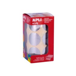 Apli Gomets Redondos Plata Metalizado - Ø33mm - 59 Hojas Pretroqueladas - Adhesivo Base Agua - Normas EN-71 y FSC