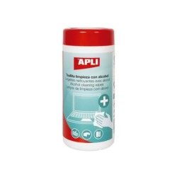 Apli Toallitas Hidroalcoholicas Desinfectantes - 220x110mm - 70% Etanol - 100 Unidades con Dosificador - Normativa Antivirica