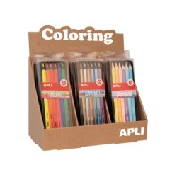 Apli Jumbo Set de Lapices - 5mm de Grosor - 12 Cajas Surtidas con 6 Lapices Cada Una - Fluo, Metal y Pastel