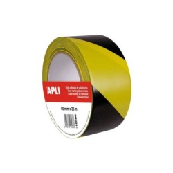 Nastro segnaletico Apli in PVC 50 mm x 33 m 160 μm - Adesivo di qualità - Colore Nero/Giallo