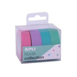 Nastri adesivi in carta Washi Apli Pack - 4 U - Nordik Tones - Decorativi e Riutilizzabili - Multicolor