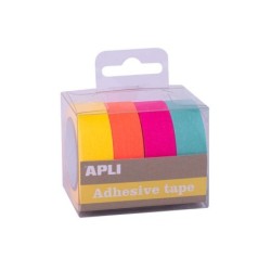 Nastri adesivi in carta Washi Apli Pack - 4 U - Toni Fluor - Decorazione e Bricolage - Multicolor