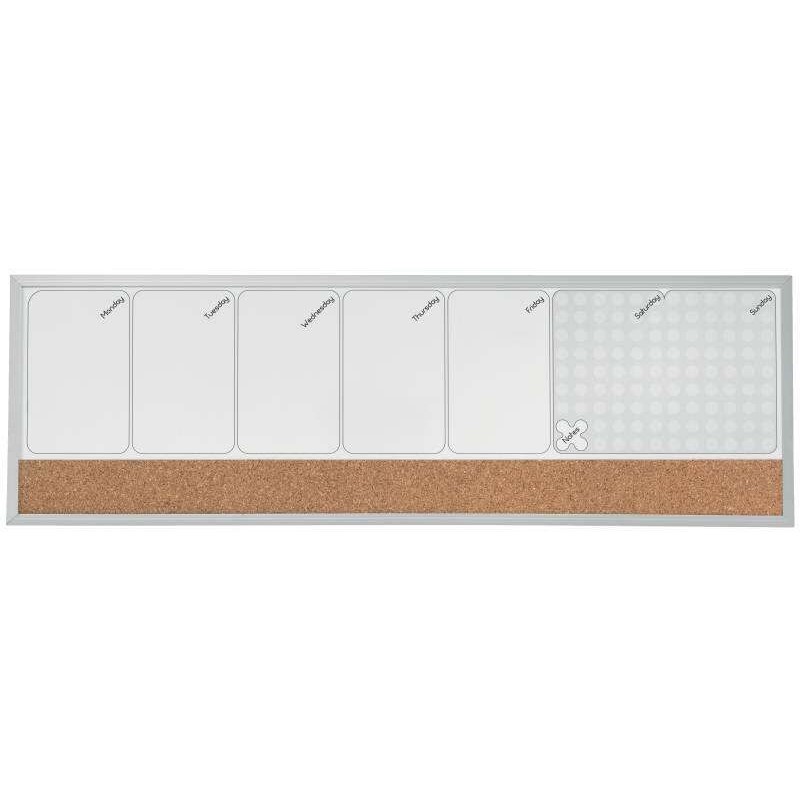 Nobo Planificador Semanal de Pizarra Magnetica Pequeña 585x190mm - Tira de Corcho - Almohadillas Adhesivas e Imanes - Gris Nobo Planificador Semanal de Pizarra Magnetica Pequeña 585x190mm - Tira de Corcho - Almohadillas Adhesivas e Imanes - Gris