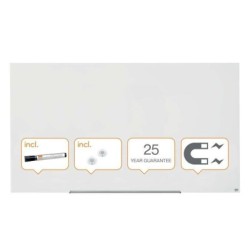 Lavagna magnetica in vetro Nobo Impression PRO 1900x1000 mm - Design senza cornice - Invisamount - Bianco lucido