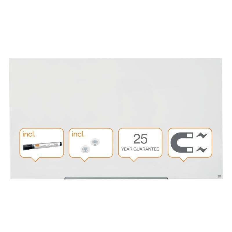 Nobo Impression PRO Pizarra Magnetica de Cristal 1900x1000mm - Diseño sin Marco - Invisamount - Blanco Brillante Nobo Impression PRO Pizarra Magnetica de Cristal 1900x1000mm - Diseño sin Marco - Invisamount - Blanco Brillante